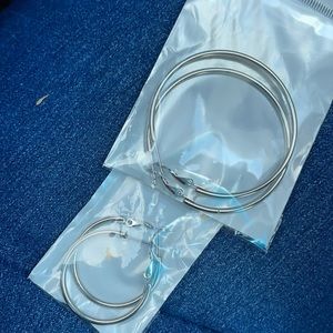 2 Pairs of Sterling Silver hoops